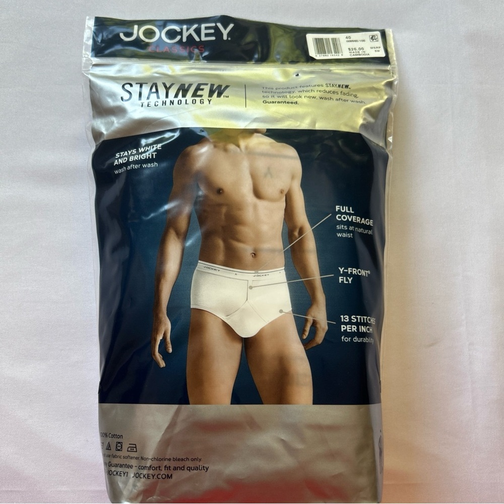 Jockey Men's Briefs with StayNew Technology - White
